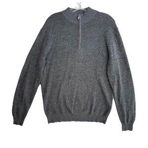 Peter Millar Sweater Mens Medium Gray Kitts Twisted 1/4 Zip Wool Pima Cotton‎